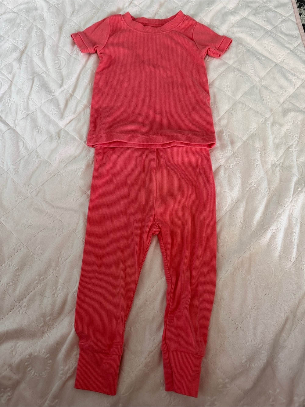 Toddler Ribbed Tee & Shorts Set in Coral, Mint, Pink & Lavender 12-18 months - Picture 8 of 9